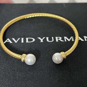 David Yurman Twisted Gold Bracelet with Pearls 3MM